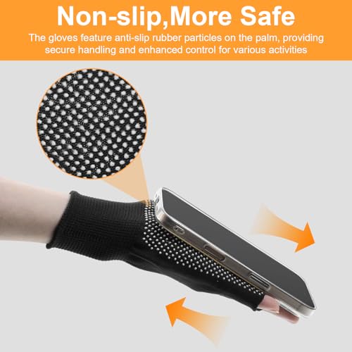 DOPENSPI 6Paar Halbfinger Handschuhe, leichte Halbfinger Slip Atmungsaktive Fingerlose Arbeitshandschuhe, Sporthandschuhe Anti UV Schutz für Radfahren, Sport, Motorradfahren, Angeln(Schwarz)