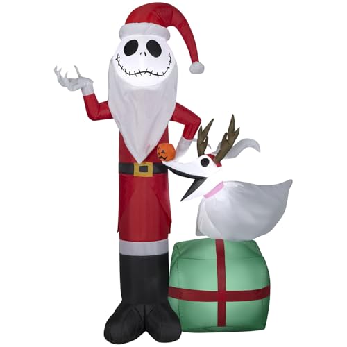 Gemmy Airblown Inflatable Jack Skellington with Zero in Antlers
