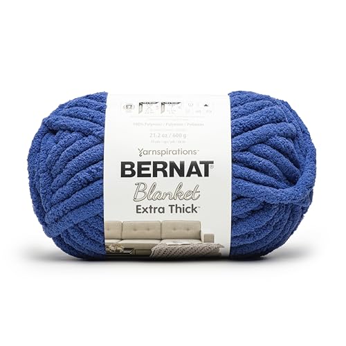 Image of Bernat Blanket Extra Thick Cobalt Yarn - 1 Pack of 21.12oz /598.74g - 100% Polyester - #7 Jumbo - 72 Yards - Chunky Yarn for Hand Knitting, Crocheting, Crafts & Amigurumi