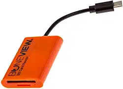 Visualizador de câmera Trail para iPhone, leitor de cartão de memória SD com fio reproduz vídeo e foto em todos os modelos Apple iOS iPad e iPhone (BV-2001-TypeC)