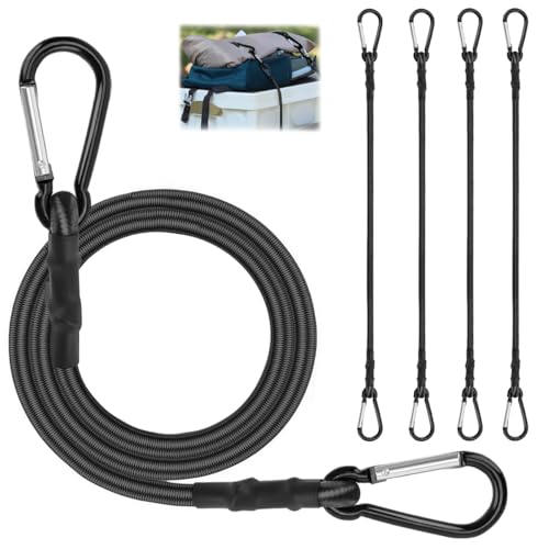 4 Pezzi Elastici Portapacchi Bicicletta 120 cm con Ganci, Corde Elastiche per Camper,Cinghie in Gomma All'apertoper Fissaggio Bagagli, Campeggio, Bicicletta, Teloni, Moto, Tende da Sole, Universale