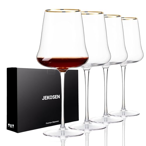 JEKOSEN Gold Rim Red Wine Glasses