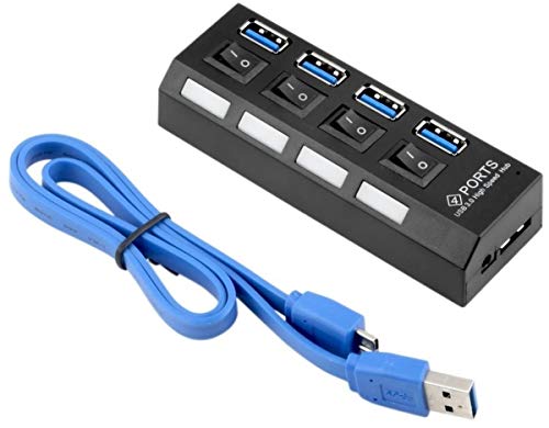 Hub Usb 3.0 4 Portas 5.0 Gbps Hi-Speed Com Switch On/Off Led Indicador