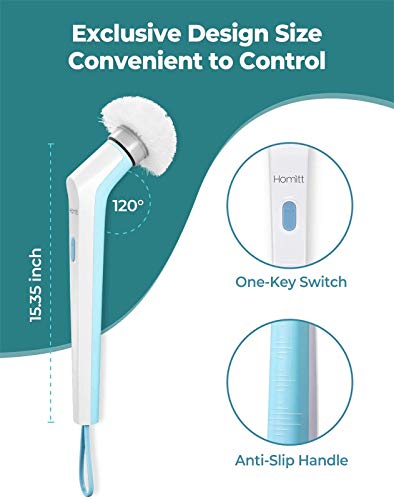 Homitt Electric Spin Scrubber Power Brush Shower Scrubber, Cordless and Handheld Bathroom Scrubber with 3 Replaceable Cleaning Brush Heads, High Rotation for Cleaning Floor, Sink, Tile and Tub - Thumbnail 6