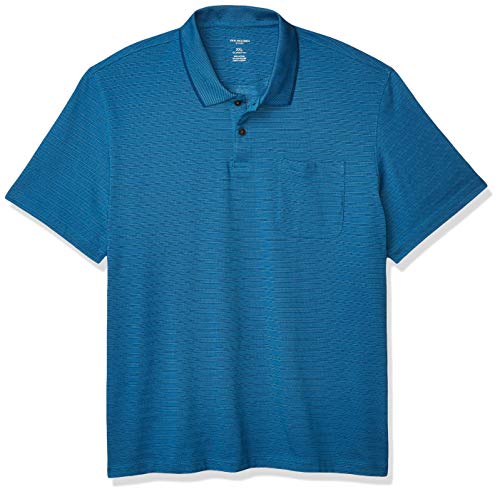 Van Heusen Men's Flex Short Sleeve Stretch Stripe Polo Shirt, Blue Opal, Large