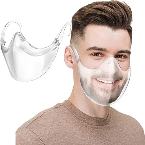 shuang qing Reusable Transparent Clear Face Msaks, Durable Combine Plastic Face Mask, Easy to Clean, for Kitchen and Restaurant