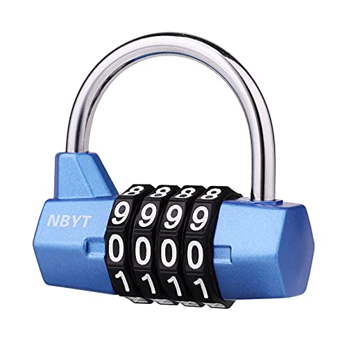 Image of 4 Digit Combination Lock, Blue, Portable, 2 inch Wide Lock Body, 5 /16 inch Shackle, Provides Protection and Security