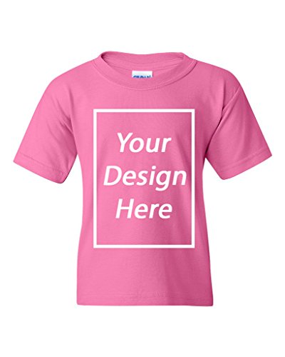 Add Your Own Text Design Custom Personalized Youth Kids T-Shirt Tee (Medium, Azalea)