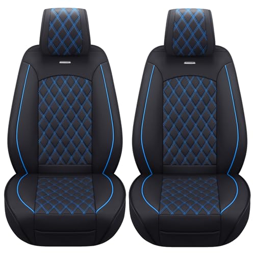 Image of Aierxuan Front Car Seat Covers for Ford F150 F250 F350 F450 (Black-Blue)