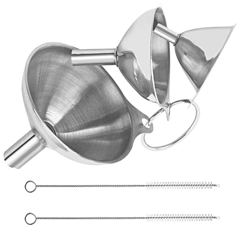 3pcs Stainless Steel Funnel Set Kitchen Funnels Wide Mouth & Narrow Spouts for Liquid Transfer Oil Spices Rust-Resistant Easy to Clean