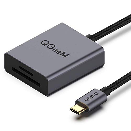 USB C SD Card Reader, QGeeM USB Type C[Thunderbolt 3] to SD/MicroSD Adapter Compatible with MacBook Pro, MacBook,MacBook Air/iPad Pro 2018, Samsung Galaxy S10/S9/S8