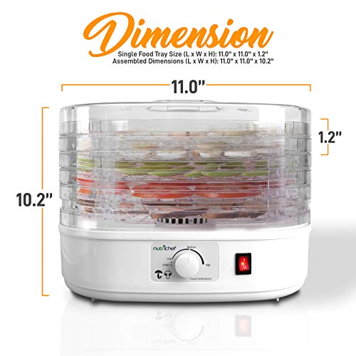 Nutrichef Food Dehydrator Machine-Dehydrate Beef Jerky, Meat, Food, Fruit,Vegetables & Dog Treats-Great For At Home Use-Uses High-Heat Circulation For Even Dehydration-5 Easy To Clean Stackable Trays. #TOP1