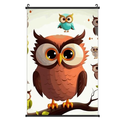 Poster chouette en toile imperméable BWQMNT déco murale multi-tailles