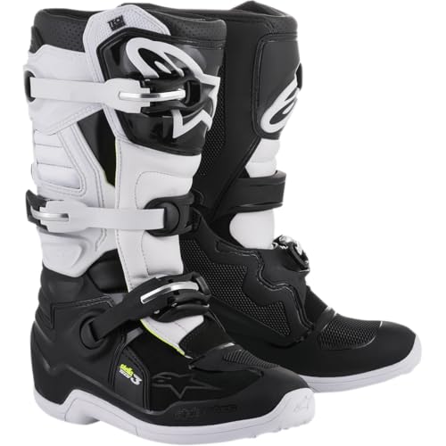 Alpinestars Stella Tech 3 Women's Motorcycle Boots, CE-Certified Off-Road Gear, Durable & Lightweight Motocross Protection, 9, Black/White