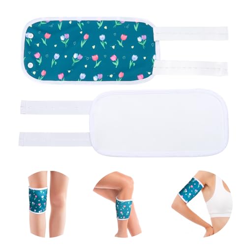 SUNAI 2 Pcs Castor Oil Pack Wrap for Calf Knee and Feet,Organic Cotton Castor Oil Pack,Adjustable Reusable Castor Oil Pack,Oil-Proof Castor Oil Pack Kit (Rectangle?1 Count (Pack of 2), green)