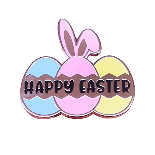 ピンスカート ハッピーイースターエナメルピンイースターエッグバニーバッジかわいい漫画の装飾ホリデージュエリー男性女性ブレザーブローチジュエリー 1pc ブロンズ安全ピンブローチ (Pink, One Size)