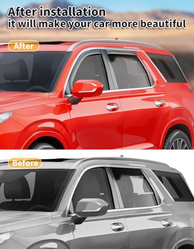 Image of in-Channel Window Visors Rain Guard for Hyundai Palisade 2020-2025 | Extra-Thick,Extra Durable,Window Deflectors,Vent Visors,Vent Shades,Car Accessories,Polycarbonate (PC)
