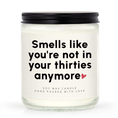 Leebbsin Funny 40th Birthday Gifts for Women Men- Handmade Forty Birthday Candle Soy Wax Lavender- 40th Birthdays Decoration/Gifts for Wife Husband Mum Dad Auntie Sister Family Friend, 7oz