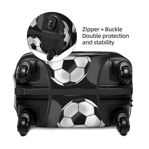 Soccer Black Print Suitcase Cover Luggage Protector Washable Elastic Fashionable Travel Gear Cover4