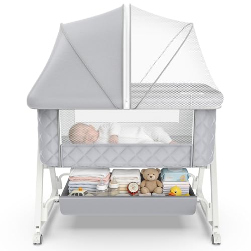 5-in-1 Baby Bassinet with Mosquito Net and Storage