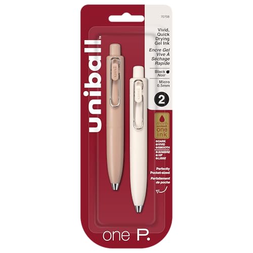 Image of uni one P Retractable Gel Pens, Micro Point (0.5mm), Coffee, Yogurt, Black Ink, 2 Pack