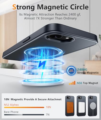 Image of FNTCASE for iPhone 17e Case: iPhone 16e Phone Case [Compatible with Magsafe] Matte Cases with [Screen Protector] Military Grade Shockproof Protective Phone Cover - Full Black