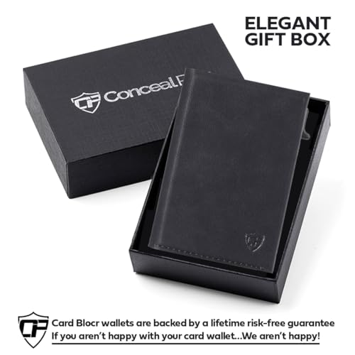 Image of Conceal Plus Card Blocr Pop Up Wallet for Men | RFID Blocking Slim Metal Card Holder | 4-6 Card Ejector Wallet | Minimalist Wallet | Cash & ID Storage | Black PU Leather