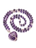 Top Plaza Amethyst Healing Crystal Necklace for Women Life Tree Wired Love Heart Natural Gemstone Pendant Necklace Purple Jewelry Gifts for Mom