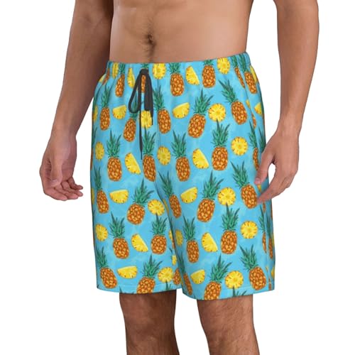Men's Beach Shorts Swim TrunksFun Patterns Fresh Pineapple Print for Surfing Running Summer Vacation2