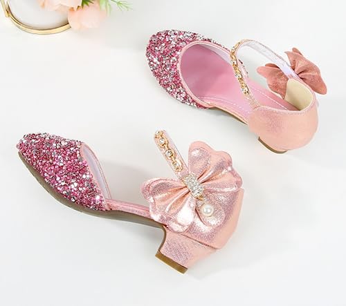 Little Girls Pretty Glitter Dress Sandals Low Heels Party Wedding Flower Girls Pumps Shoe for Kid Toddler4