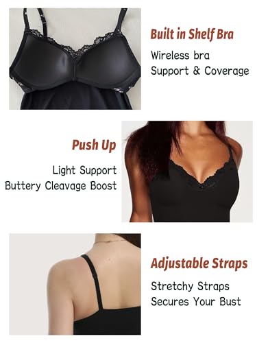 Starryion Women Sexy Deep V Neck Lace Tank Top with Built in Shelf Bra Push Up Summer Going Out Tops 20252