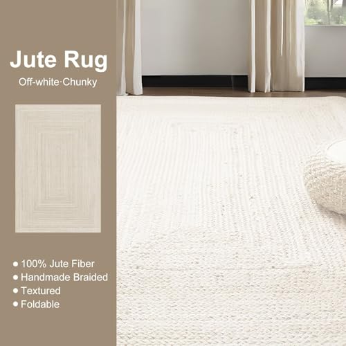 Tapete decorativo trenzado de yute 3'x4' Shatex miniatura 3