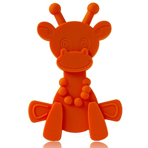 Baby Teething Toy Extraordinaire - Little Bambam Giraffe Teether Toys by Bambeado. Our BPA Free Teethers Help take the Stress Out of Teething, from Newborn Baby Through to Infant - Orange