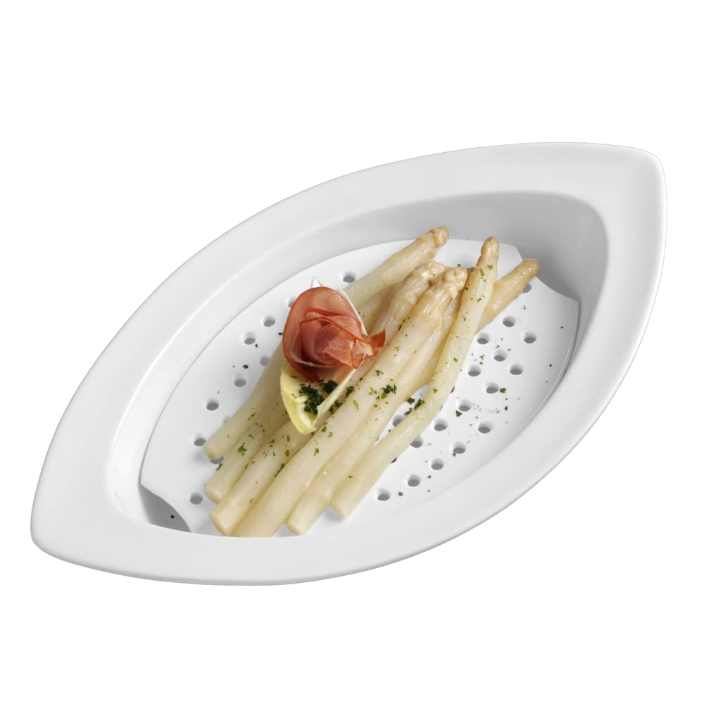 Holst Porzellan/Germany BAT 043 FA1 Bandeja de Esparragos 2-pz. 43 cm, blanco, 43 x 24.5 x 8.5 cm