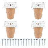 NULYLU Gambe Mobili in Legno Massello Coniche, 4 Set per Tavolo