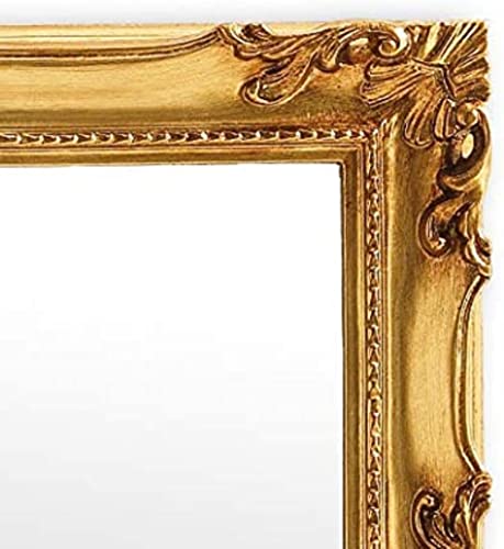 Wandspiegel Spiegel klassisch Barock 62x82 Blattgold Rechteckig mit Holzrahmen Gold, Made in Italy, Spiegel Schlafzimmer Wohnzimmer Badezimmer, Flur – Bild 6