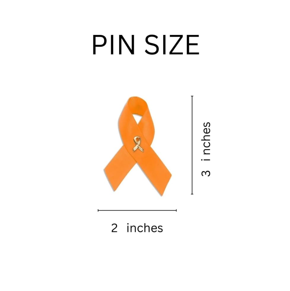 Image of 1 /2 /5 /10 /25 /50pcs Orange Ribbon Awareness Pins for Kidney Cancer, Leukemia, Multiple Sclerosis, Hunger, Gun Violence /Mass Shooting Awareness - Perfect for Support Groups, Gift-Giving, and Fundraisers