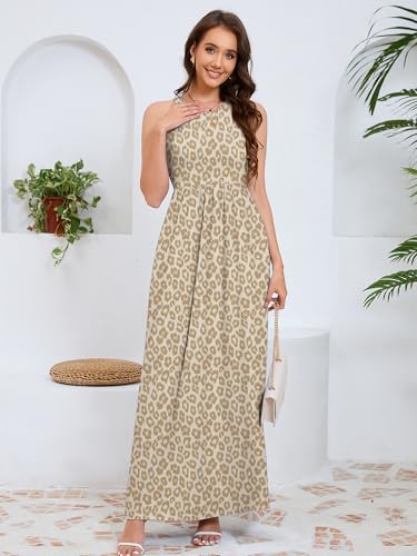 Image of DEARCASE Women's Sleeveless Summer Maxi Dress with Pockets,Beach,Vacation