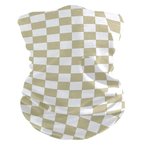 Yellow and White American Plaid Four season UV protection cooling neck gaiter Lightweight wristband cloth face mask for women for Hunting Sports halloween mask tapa bocas para