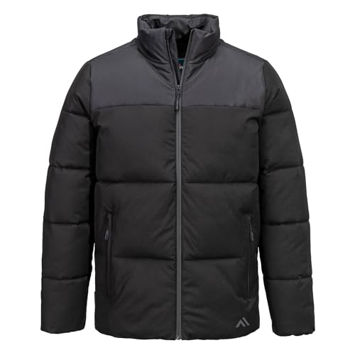 Image of Portwest KX306 KX3 Sport Insulated Baffle Jacket PFAS Free Water Repellent Finish Padded Warmth Elasticated Cuffs Drawcord Hem Water Resistant Zips All Weather Comfort, Black, 3X-Large