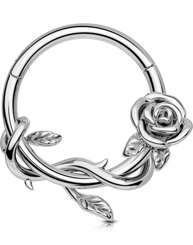 OUFER FLower 16G Septum Rings, 316L Surgical Steel Septum...