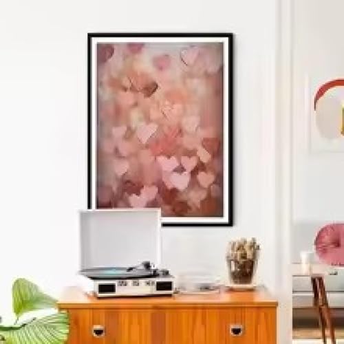 Affiche couple de chiens et ballons rose peinture sur toile pour decoration de salon romantique