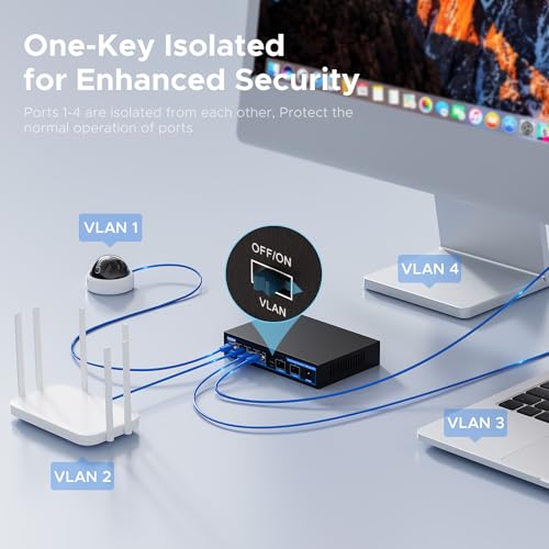 Image of Network Ethernet Switch,2.5 Gigabit Portable, Plug&Play,Fanless Housing,Black, for Home /Office,4*2.5G with 2*10G SFP