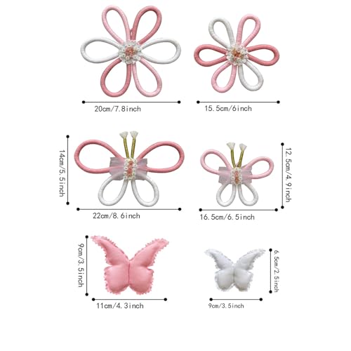 Decoración de pared flores Daisy rosa 6 piezas miniatura 4
