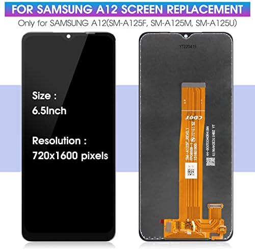 for Samsung Galaxy A12 Screen Replacement for Samsung Galaxy A12 LCD for Samsung Galaxy A12 Digitizer for SM A125F/DS SM-A125U SM-A125M/DS Display Touch Screen Assembly Repair Parts