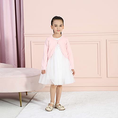Kids Girls' Bolero Cardigan Shrug Sweater Cute Long Sleeve Sparkle Tops Open Front Knit Shrug,Pink,9-10 Years #TOP1