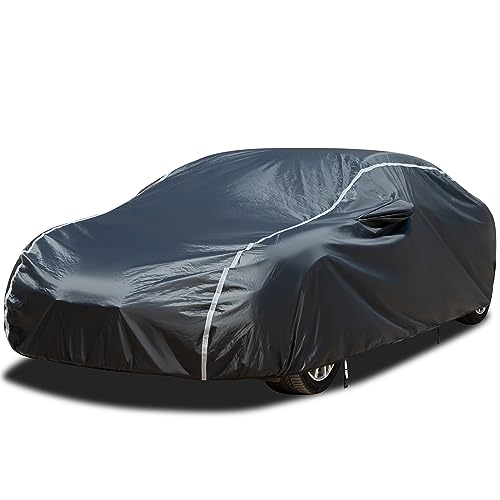 Car Cover Waterproof All Weather, Coverado Soft Cotton Backing Hail Protector Car Cover, Uv Storm Protection Full Exterior Covers with Invisible Mirror Pocket, Universal Fit Sport Car (167"-172")