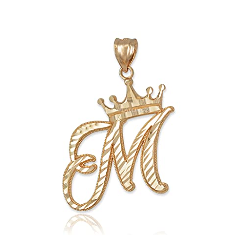 10K Yellow Gold Letter M Initial Cursive Dc Pendant Necklace (Pendant Only) #TOP18