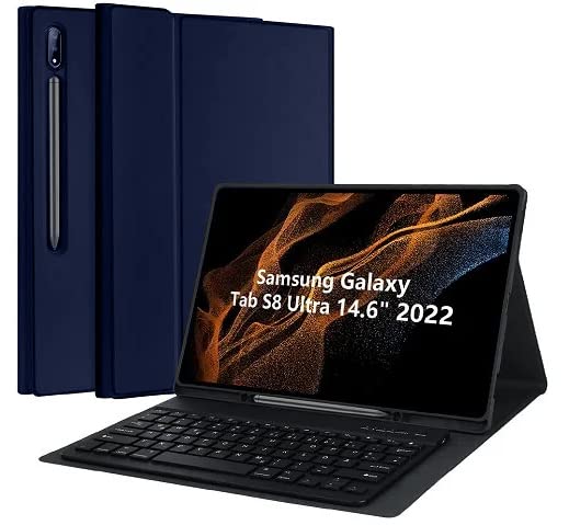 ProElite Detachable Wireless Bluetooth Keyboard flip case Cover for Samsung Galaxy Tab S8 Ultra 14.6 inch SM-X900/ X906, Dark Blue (B0BHDGS1B3) Amazon Price History, Amazon Price Tracker