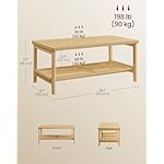 VASAGLE 2-Tier Coffee Table for Living Room, Living Room Table Rectangular Center Table, with PVC Rattan Storage Shelf, Rounded Corners, Easy Assembly, Boho Style, Oak Beige ULCT240Y57 - Image 3